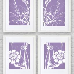 Floral Pattern Wall Art 4 Connecting Prints - Digital Download - thumbnail 3