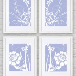 Floral Pattern Wall Art 4 Connecting Prints - Digital Download - thumbnail 2