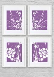 Floral Pattern Wall Art 4 Connecting Prints - Digital Download - thumbnail 1