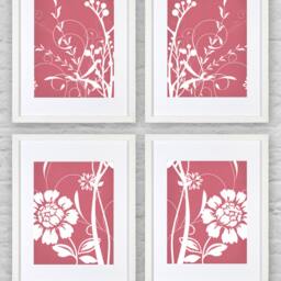 Floral Pattern Wall Art 4 Connecting Prints - Digital Download - thumbnail 4