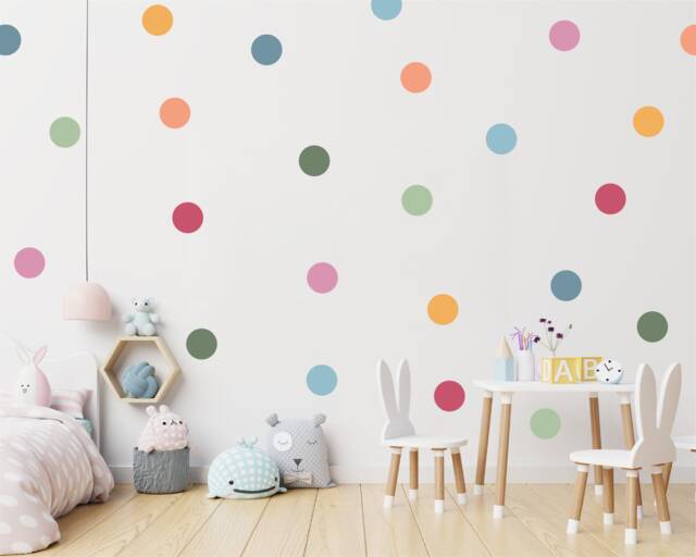 Boho Rainbow Polka Dot Wall Decals - Kids Nursery Decor - 40 Pack - image 1