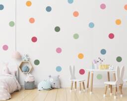 Boho Rainbow Polka Dot Wall Decals - Kids Nursery Decor - 40 Pack - thumbnail 1