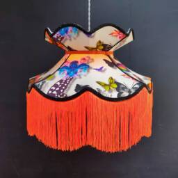 Christian Lacroix Butterfly Lampshade Orange Fringed Crown Top, Hand Sewn - thumbnail 3