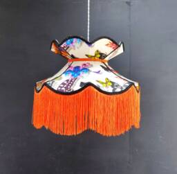 Christian Lacroix Butterfly Lampshade Orange Fringed Crown Top, Hand Sewn - thumbnail 1