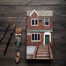 Personalized House Portrait Hand-Painted Miniature Wooden Replica - thumbnail 1