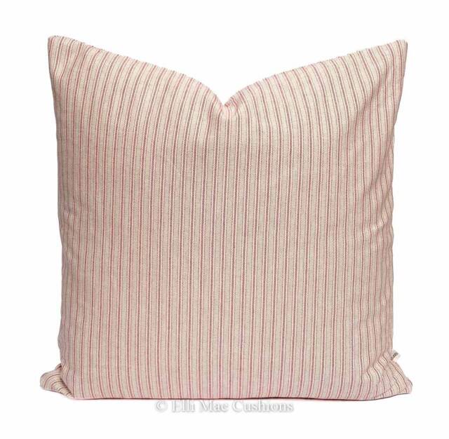 Luxury Designer Pink Beige Cream French Ticking Stripe Cushion Pillow Cover - image 1