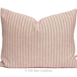 Luxury Designer Pink Beige Cream French Ticking Stripe Cushion Pillow Cover - thumbnail 2