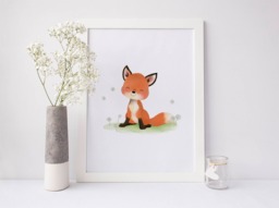Baby Fox Nursery Art - Decor Newborn Print Woodland Sweet Cheeks Images - thumbnail 1