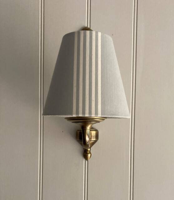 Soft Grey & Cream Striped Ian Mankin Luxury Candle Clip Lampshade. Bespoke. Handmade. Wall Lights. Chandeliers - image 1