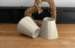 Soft Grey & Cream Striped Ian Mankin Luxury Candle Clip Lampshade. Bespoke. Handmade. Wall Lights. Chandeliers - thumbnail 4