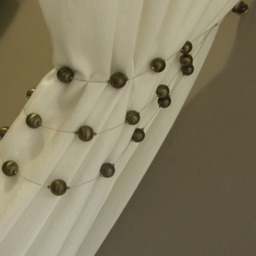 Antique Bead Curtain Tieback 1 Meter - Bronze Finish Beaded Tie Back Triple Strand Vintage Holdbackdrapes Tiebacks - thumbnail 4
