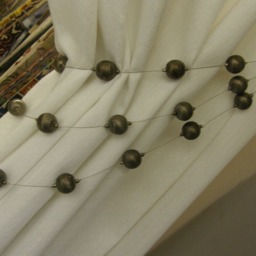 Antique Bead Curtain Tieback 1 Meter - Bronze Finish Beaded Tie Back Triple Strand Vintage Holdbackdrapes Tiebacks - thumbnail 2