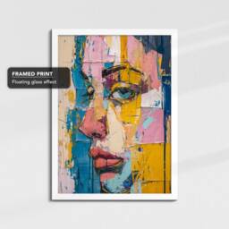 Female Face Colourful Abstract Paint Art Painting Framed Poster Print & Canvas Wall Decor Home Bedroom Banksy Gift - thumbnail 3