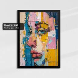 Female Face Colourful Abstract Paint Art Painting Framed Poster Print & Canvas Wall Decor Home Bedroom Banksy Gift - thumbnail 2