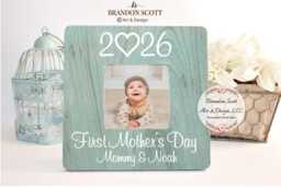 Personalized First Mother's Day Picture Frame 1st Mother's Day, First Day Frame, Gift, Mom & Baby, New - thumbnail 1