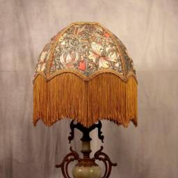 William Morris Lampshade Golden Lily Fabric, Artichoke/Vanilla, Gold Trim - thumbnail 2