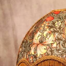 William Morris Lampshade Golden Lily Fabric, Artichoke/Vanilla, Gold Trim - thumbnail 3