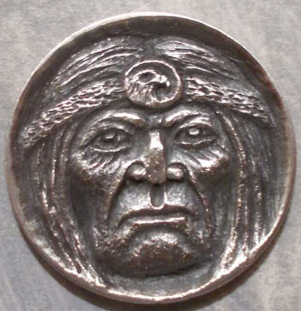 Deep Carved Hobo Nickel, Native American Indian Eagle Clan Soldier