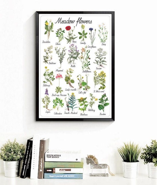 Botanical Flowers Art Print, Montessori, Kids Room Decor - Instant Download - image 1