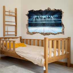 Ice Hockey Wall Sticker For Kids Bedroom - Arena Lights Rink Decal Sports Mural Art Print - Fb8 - thumbnail 3