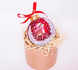Baby Girl 1st Christmas Hand Painted Glass Ornament Reindeer in Red Hat Bauble Personalized Glass, Best Gift, Free Gift Box - thumbnail 1