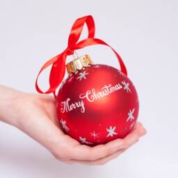 Baby Girl 1st Christmas Hand Painted Glass Ornament Reindeer in Red Hat Bauble Personalized Glass, Best Gift, Free Gift Box - thumbnail 4