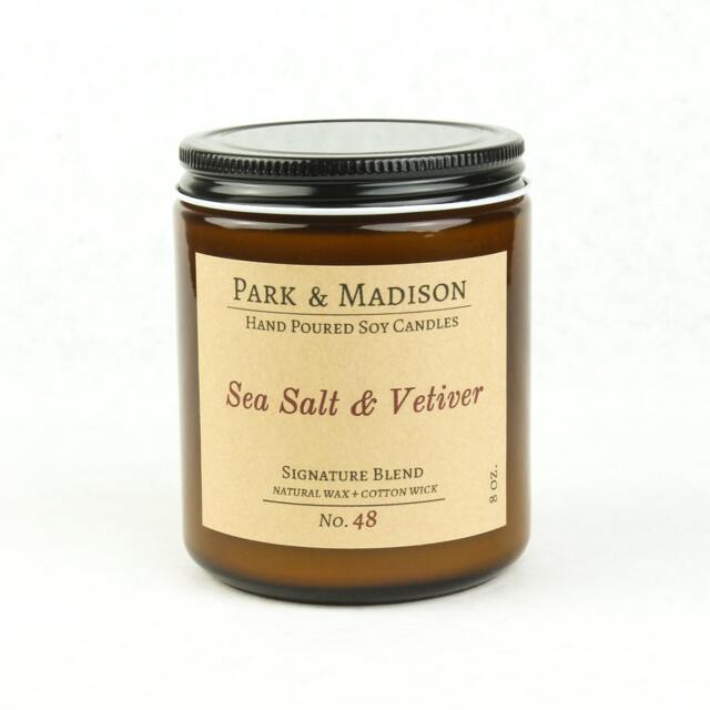 Sea Salt & Vetiver Soy Candle Earthy Amber Jar Candle - image 1