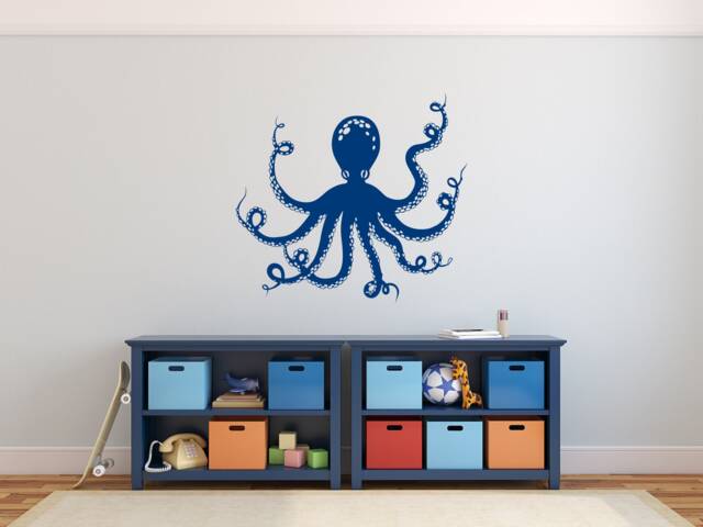 Octopus Wall Decal Sea Life Vinyl Sticker, Nautical Home Decor P43 - image 1