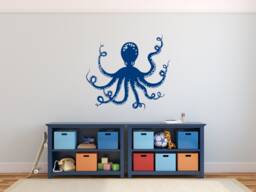 Octopus Wall Decal Sea Life Vinyl Sticker, Nautical Home Decor P43 - thumbnail 1