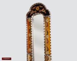 Narrow Mirror Wall Art, Peruvian Decorative Extra Tall Mirror, Painting On Glass Long Mirrors, Silver Leaf Wood Framed Wall Accent Mirror - thumbnail 1