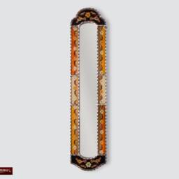 Narrow Mirror Wall Art, Peruvian Decorative Extra Tall Mirror, Painting On Glass Long Mirrors, Silver Leaf Wood Framed Wall Accent Mirror - thumbnail 2