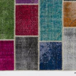 Multicolor Handmade Turkish Patchwork Rug, Bright Colors - thumbnail 3