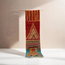 Handmade Moroccan Wool Runner Rug Colorful Spotted Design - thumbnail 2