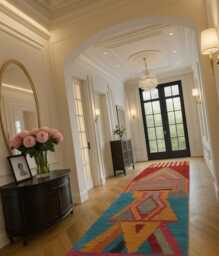 Handmade Moroccan Wool Runner Rug Colorful Spotted Design - thumbnail 1