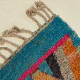 Handmade Moroccan Wool Runner Rug Colorful Spotted Design - thumbnail 4