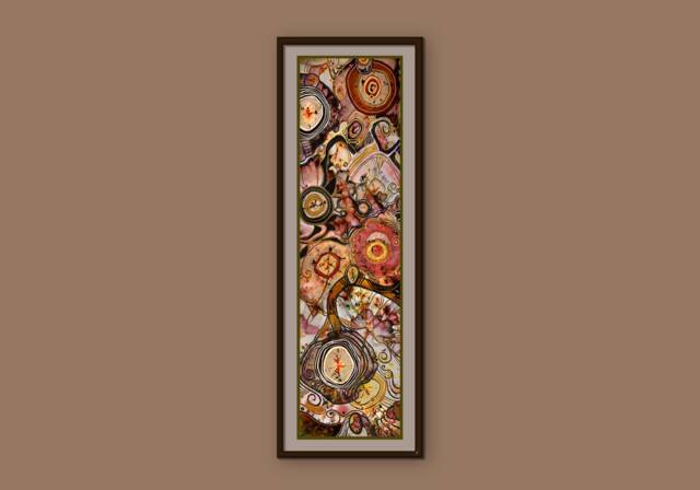 Narrow Vertical Wall Art Long Canvas Earth Tones, Abstract Contemporary Style - image 1