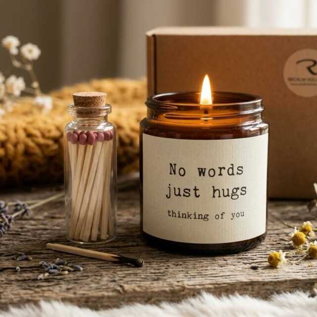 No Words Just Hugs Candle, Sympathy, Thinking Of You Gift, Scented Soy Wax Candle, Lavender & Cedarwood Hug in The Post - image 1