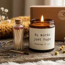 No Words Just Hugs Sympathy Candle - Bereavement Hug in A Box Gift Natural Soy Essential Oil Remembrance Thinking Of You Present