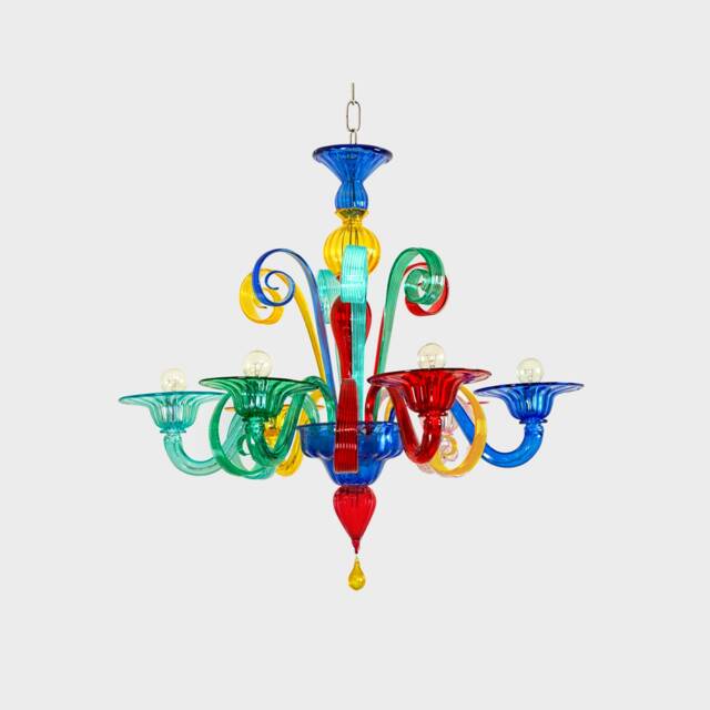 Demetra Murano Multicolor Chandelier - 6 Lights Classic Venetian Lighting - image 1