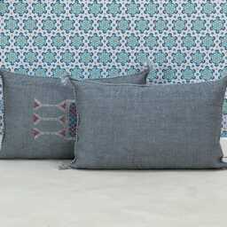 Yakiti-Grey Large Moroccan Pillows, Aka Cactus Silk Pillow, Decorative Pillows, Sabra Pillows, Moroccan Decor Designer Cactus - thumbnail 2