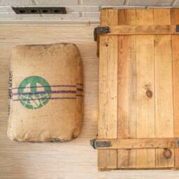 Burlap Coffee Sack Pouf Cover Rustic Upcycled Floor Cushion Cover Only - thumbnail 2