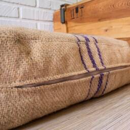 Burlap Coffee Sack Pouf Cover Rustic Upcycled Floor Cushion Cover Only - thumbnail 4