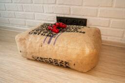 Burlap Coffee Sack Pouf Cover Rustic Upcycled Floor Cushion Cover Only - thumbnail 1