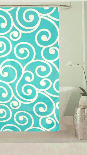 Shower Curtain Blue Lagoon, Green Paisley Oasis, Damask Flamingos, Peacock Waves, Floral, Geometric Variety Curtains - image 1