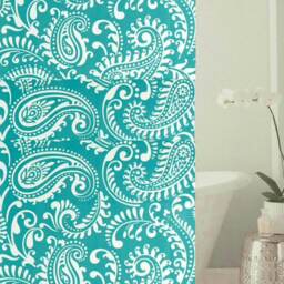 Shower Curtain Blue Lagoon, Green Paisley Oasis, Damask Flamingos, Peacock Waves, Floral, Geometric Variety Curtains - thumbnail 3