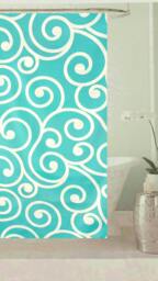 Shower Curtain Blue Lagoon, Green Paisley Oasis, Damask Flamingos, Peacock Waves, Floral, Geometric Variety Curtains - thumbnail 1