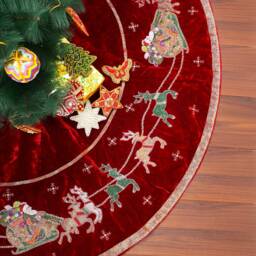 72 Inch Christmas Tree Skirt Red Extra Large Velvet Santa Tree Skirt Heirloom