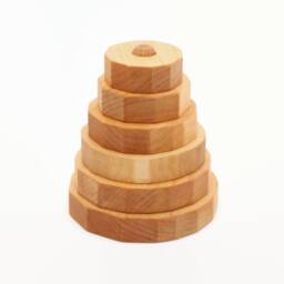 Wooden Pyramid - Round Stacking Toy Learning Montessori Toys Ring Stacker Motor Skills Birthday Gift - thumbnail 2