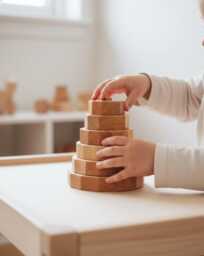 Wooden Pyramid - Round Stacking Toy Learning Montessori Toys Ring Stacker Motor Skills Birthday Gift