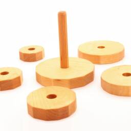 Wooden Pyramid - Round Stacking Toy Learning Montessori Toys Ring Stacker Motor Skills Birthday Gift - thumbnail 3